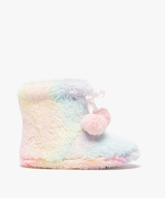 GEMO Chaussons fille boots en matière peluche arc-en-ciel Multicolore