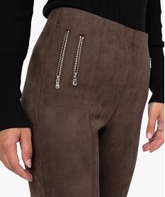 pantalon femme en velours coupe ajustee brunF577101_2