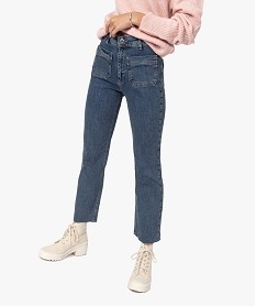 GEMO Jean femme coupe droite avec poches plaquées Gris