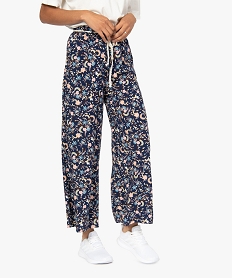 GEMO Pantalon femme ample et fluide à motifs violet chine