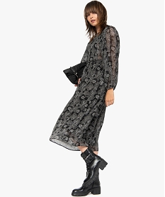 GEMO Robe femme longue en voile à motifs Imprimé