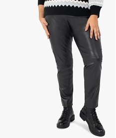 GEMO Pantalon femme grande taille coupe slim imitation cuir Noir