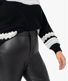 pantalon femme grande taille coupe slim imitation cuir noirF578501_2