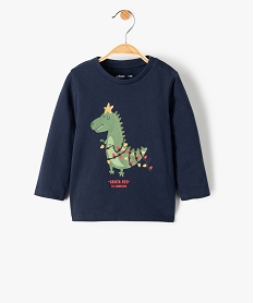 GEMO Tee-shirt de Noël bébé garçon à manches longues avec motif brillant Bleu