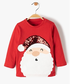 tee-shirt de noel bebe garcon a manches longues avec motif brillant rougeF579801_1