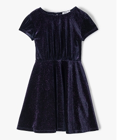 robe fille a manches courtes en velours paillete violetF581301_1