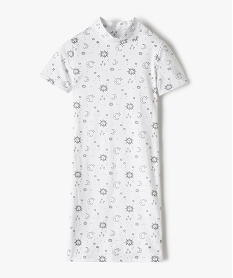 GEMO Robe fille à manches courtes avec motifs pailletés blanc standard