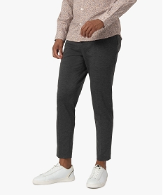 GEMO Pantalon homme en maille extensible avec taille ajustable Gris