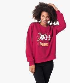 GEMO Sweat femme spécial Noël avec motif Mickey - Disney Rouge