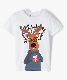 GEMO Tee-shirt garçon avec motif de Noël en sequins réversibles blanc vif