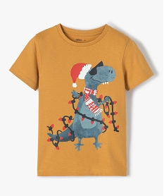 GEMO Tee-shirt garçon à manches courtes avec motif dinosaure jaune standard