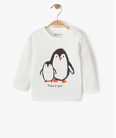 GEMO Tee-shirt bébé garçon à manches longues imprimé hiver argente