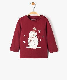 GEMO Tee-shirt bébé garçon à manches longues imprimé hiver Rouge