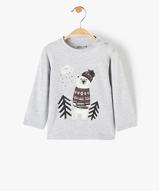 GEMO Tee-shirt bébé garçon à manches longues imprimé hiver Gris