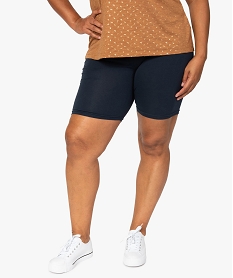 GEMO Short femme grande taille en maille à taille élastiquée Bleu