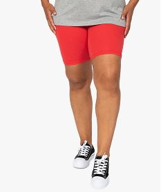 GEMO Short femme grande taille en maille à taille élastiquée Rouge