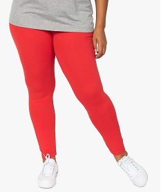 GEMO Legging femme grande taille uni en coton stretch Rouge