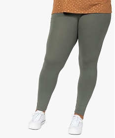 GEMO Legging femme grande taille uni en coton stretch kaki standard