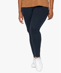 GEMO Pantacourt femme grande taille en maille unie et taille élastiquée navy