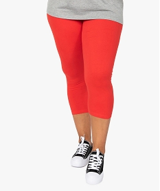 pantacourt femme grande taille en maille unie et taille elastiquee rouge pantalonsF592301_1