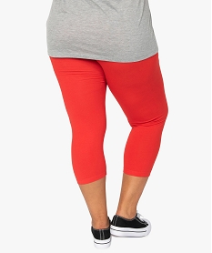 pantacourt femme grande taille en maille unie et taille elastiquee rouge pantalonsF592301_3