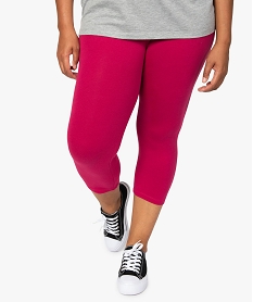 GEMO Pantacourt femme grande taille en maille unie et taille élastiquée rose vif