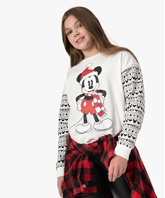 GEMO Sweat de Noël fille court avec motif Mickey - Disney Beige