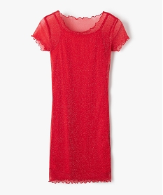 GEMO Robe fille pailletée avec finitions froncées rouge standard