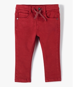 pantalon bebe garcon en toile coloree extensible rougeF594001_1