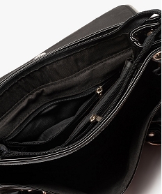 sac femme verni avec zips decoratifs noirF595101_3
