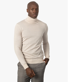 pull homme a col roule 100 laine merinos beigeF595801_1