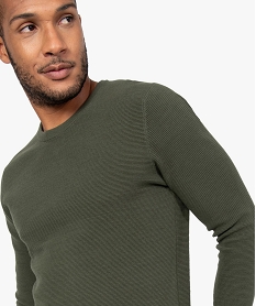 pull homme a col rond en maille fantaisie vertF595901_2