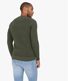 pull homme a col rond en maille fantaisie vertF595901_3