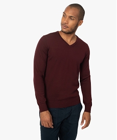 pull homme a col v 100 laine merinos rougeF596101_1
