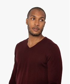 pull homme a col v 100 laine merinos rougeF596101_2