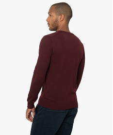 pull homme a col v 100 laine merinos rougeF596101_3