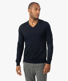 pull homme a col v 100 laine merinos bleuF596301_1