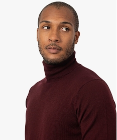 pull homme a col roule 100 laine merinos rougeF596501_2