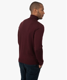 pull homme a col roule 100 laine merinos rougeF596501_3