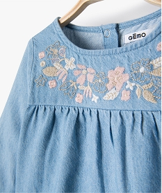blouse bebe fille en chambray avec motifs brodes bleuF597401_2