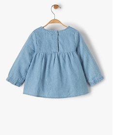 blouse bebe fille en chambray avec motifs brodes bleuF597401_3