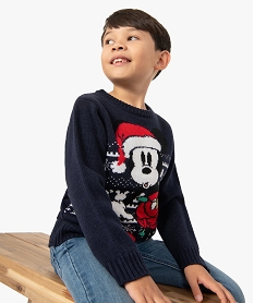 GEMO Pull de Noël garçon avec motif Mickey - Disney Bleu