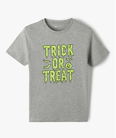 GEMO Tee-shirt garçon à manches courtes imprimé Halloween phosphorescent Gris