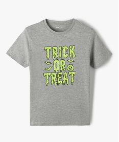 GEMO Tee-shirt garçon à manches courtes imprimé Halloween phosphorescent Gris