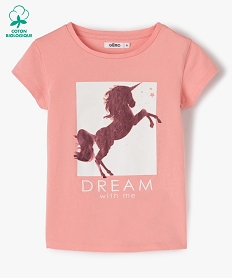 tee-shirt fille avec motifs girly roseF598101_1
