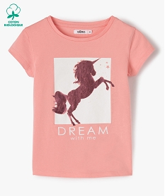 GEMO Tee-shirt fille avec motifs girly Rose