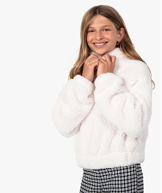 sweat fille en sherpa avec col montant zippe beigeF598501_1