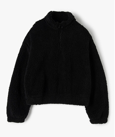 sweat fille en sherpa avec col montant zippe noirF598601_1