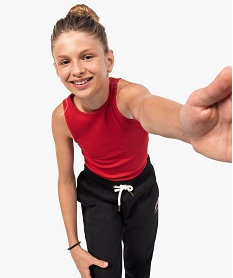 GEMO Débardeur fille ado côtelé en coton stretch rouge standard