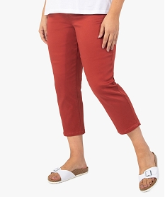 GEMO Pantacourt femme uni extensible coupe ajustée Rouge